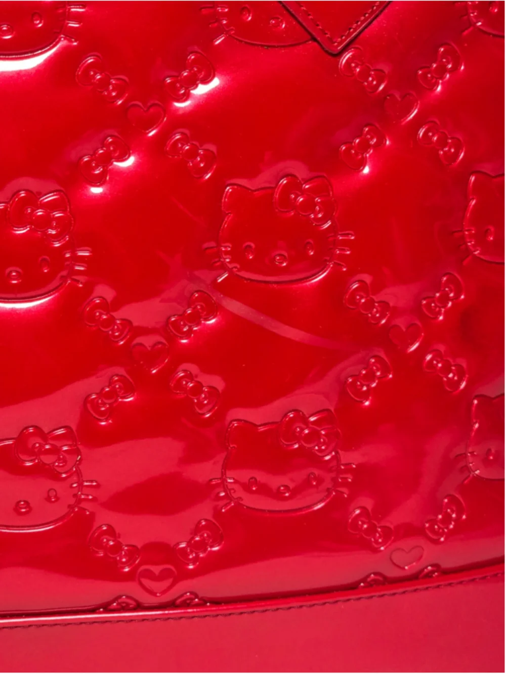 Vintage Loungefly x Hello Kitty Cherry Red Patent Leather Bowler Bag Y2K Sanrio